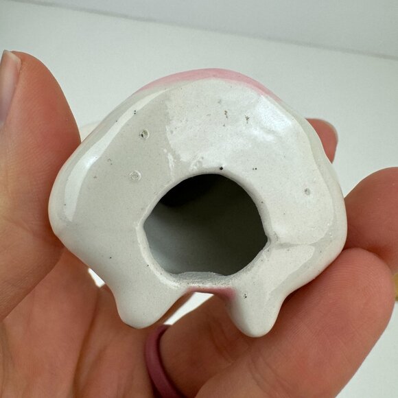 Vtg Sitting Ceramic Porcelain White Elephant Figurine Pink Accents‎ 2.5 in tall - Picture 10 of 10